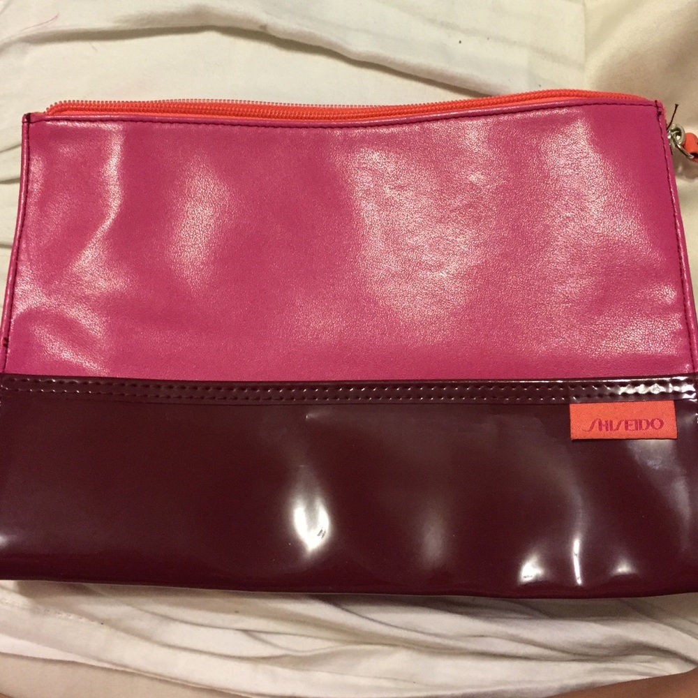 Shiseido Pink and Burgundy Cosmetic Bag